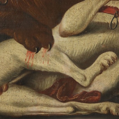 The Puma's Assault Oil on Canvas Painting 18th Century