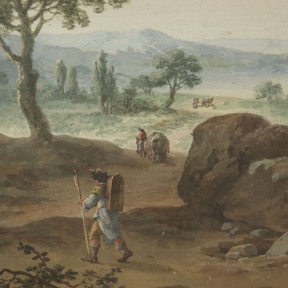 Landscape with Figures Attributed to Vincenzo Martinelli 18th Century