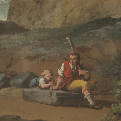 Landscape with Figures Attributed to Vincenzo Martinelli 18th Century