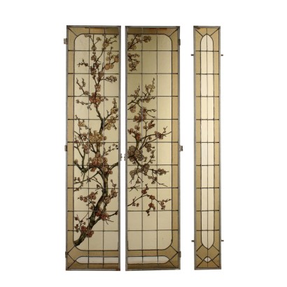 Set of Three Liberty Glass Windows Italy Early 1900s