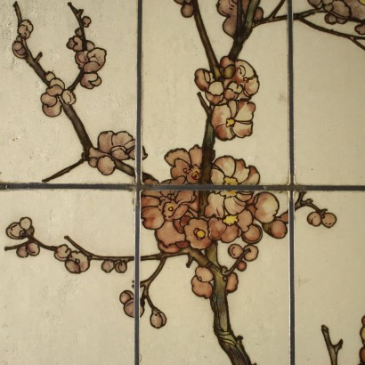 Set of Three Liberty Glass Windows Italy Early 1900s