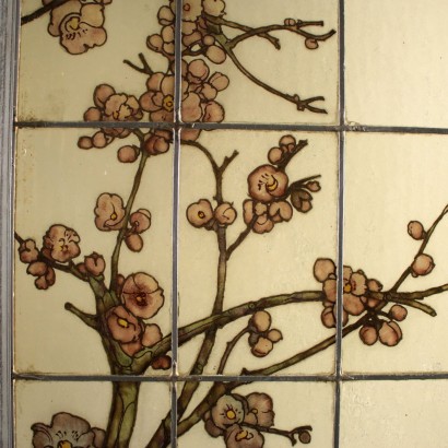 Set of Three Liberty Glass Windows Italy Early 1900s