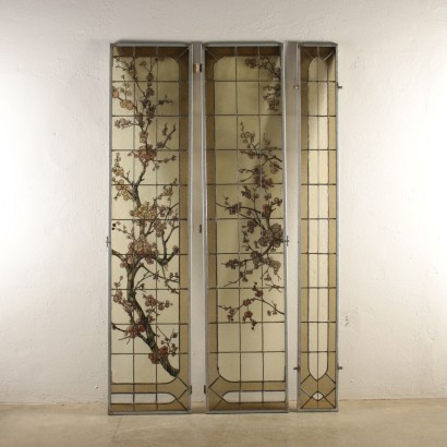 Set of Three Liberty Glass Windows Italy Early 1900s