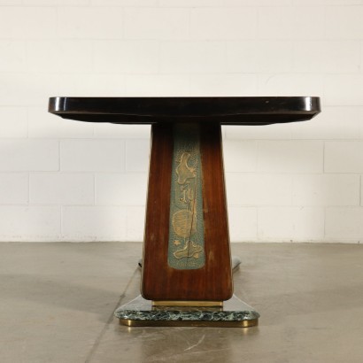 Tisch Palisander Marmor Glas Vintage Italien 50er Jahre