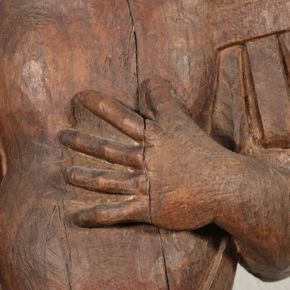 Hölzerne Skulptur Junger Mann Nordeuropa 17. Jahrhundert