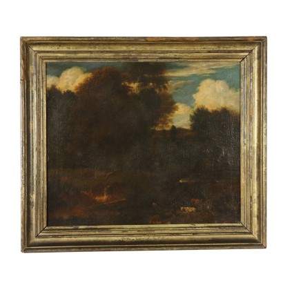 Landschaft mit Hirt und Herde Ölgemälde 18. Jahrhundert