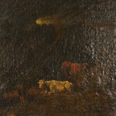 Landschaft mit Hirt und Herde Ölgemälde 18. Jahrhundert