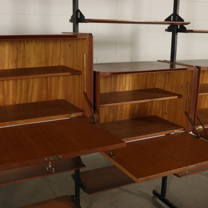 Deckenhohes Bücherregal Teakholz Vintage Italien 50er-60er Jahre