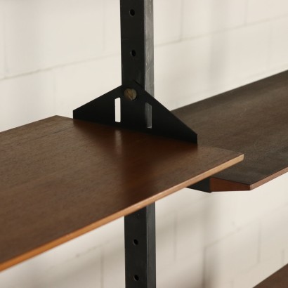 Deckenhohes Bücherregal Teakholz Vintage Italien 50er-60er Jahre