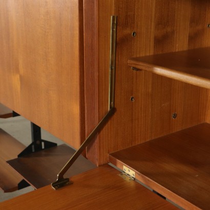 Deckenhohes Bücherregal Teakholz Vintage Italien 50er-60er Jahre