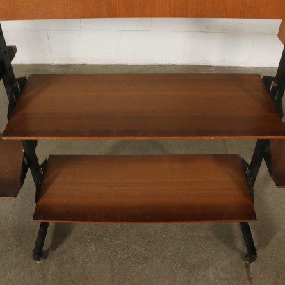 Deckenhohes Bücherregal Teakholz Vintage Italien 50er-60er Jahre