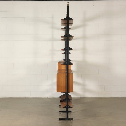 Deckenhohes Bücherregal Teakholz Vintage Italien 50er-60er Jahre