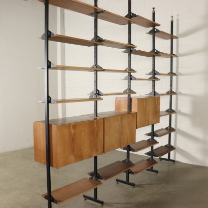 Deckenhohes Bücherregal Teakholz Vintage Italien 50er-60er Jahre