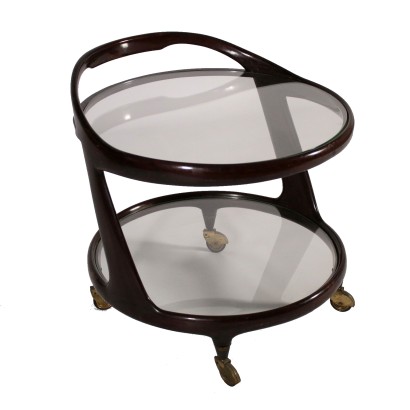 Servierwagen Gefärbtes Holz Glas Vintage Italien 50er Jahre