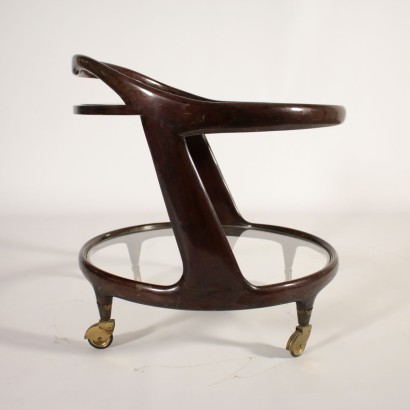 Servierwagen Gefärbtes Holz Glas Vintage Italien 50er Jahre