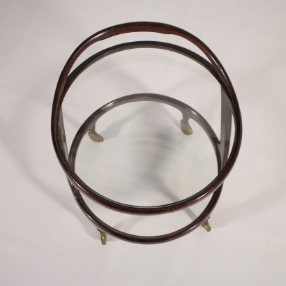 Servierwagen Gefärbtes Holz Glas Vintage Italien 50er Jahre