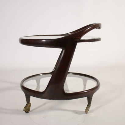 Servierwagen Gefärbtes Holz Glas Vintage Italien 50er Jahre