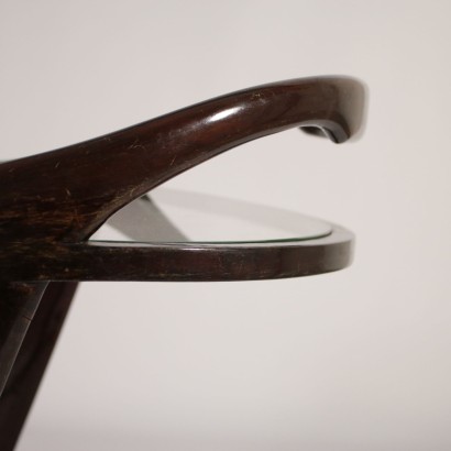 Servierwagen Gefärbtes Holz Glas Vintage Italien 50er Jahre