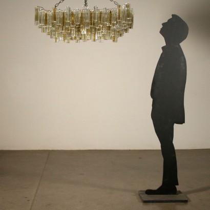 Kronleuchter Metall Kristall Vintage Italien 60er-70er Jahre