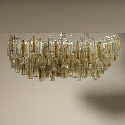 Kronleuchter Metall Kristall Vintage Italien 60er-70er Jahre