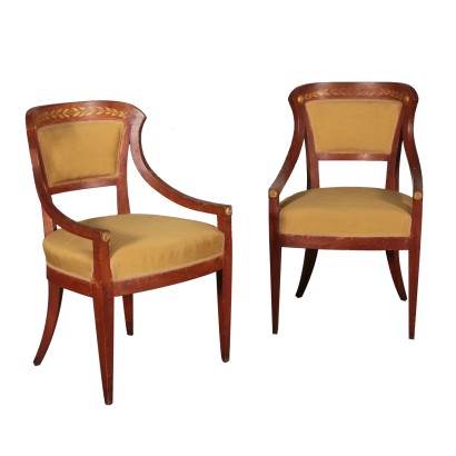 Paar Empire Sessel Buchenholz Italien 18. Jahrhundert