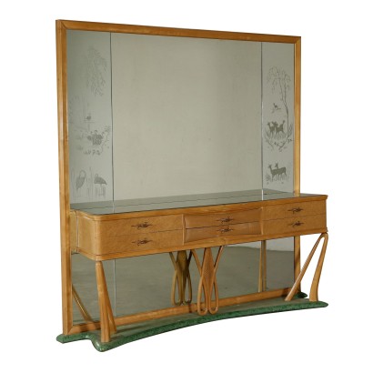 Konsole mit Spiegel Buche Vintage Italien 50er Jahren