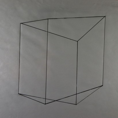 Dessin de Gianni Colombo Chine sur Papier Argenté Vers 1970