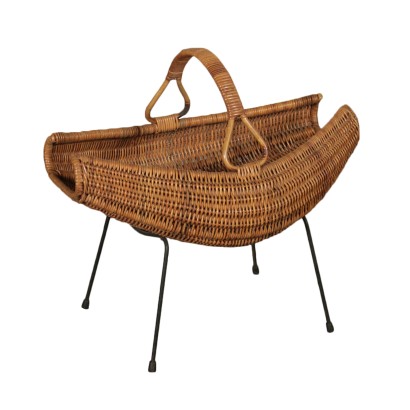 Zeitschriftenständer Rattan Metall Vintage Italien 60er Jahre