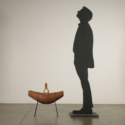 Zeitschriftenständer Rattan Metall Vintage Italien 60er Jahre