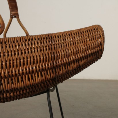 Zeitschriftenständer Rattan Metall Vintage Italien 60er Jahre