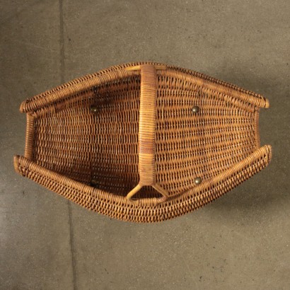 Zeitschriftenständer Rattan Metall Vintage Italien 60er Jahre