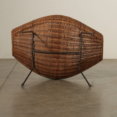 Zeitschriftenständer Rattan Metall Vintage Italien 60er Jahre