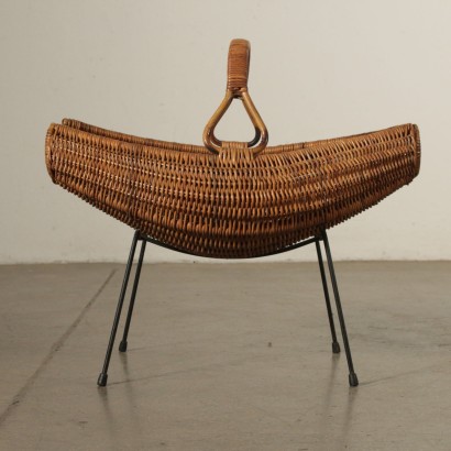 Zeitschriftenständer Rattan Metall Vintage Italien 60er Jahre