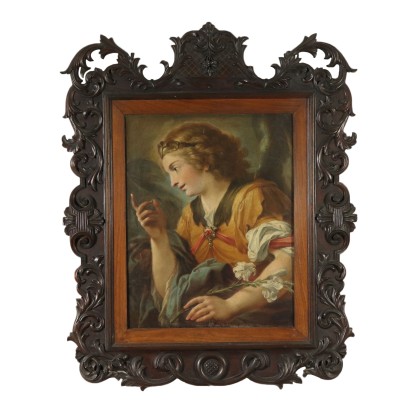Announcing Angel Oil Painting on Canvas 18th Century