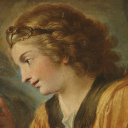 Announcing Angel Oil Painting on Canvas 18th Century
