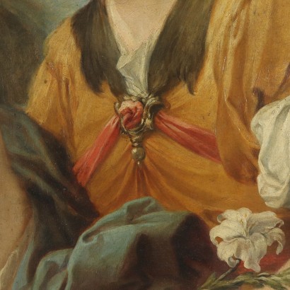 Announcing Angel Oil Painting on Canvas 18th Century