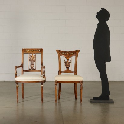 antik, Stuhl, antike Stühle, antiker Stuhl, antiker italienischer Stuhl, antiker Stuhl, neoklassischer Stuhl, Stuhl des 19. Jahrhunderts