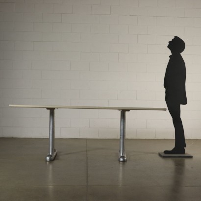 Schreibtisch Resopal Aluminium Vintage Italien 70er Jahre