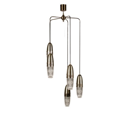 Deckenleuchte Metall Aluminium Vintage Italien 60er-70er Jahre