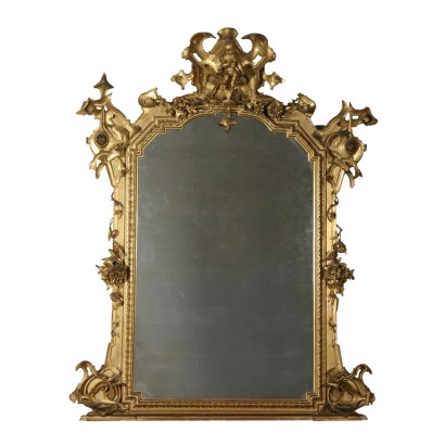 Geschnitzer Vergoldeter Spiegel Italien 19. Jahrhundert