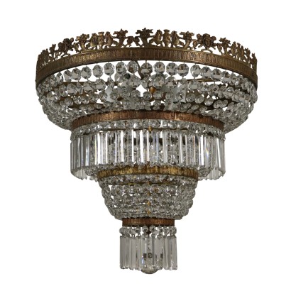 Imperium Stil Kronleuchter Messing Glas Italien 20. Jahrhundert.