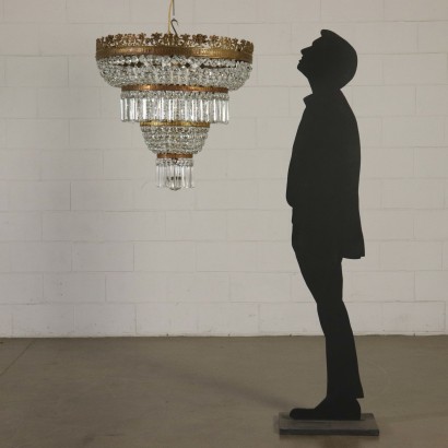 Imperium Stil Kronleuchter Messing Glas Italien 20. Jahrhundert.