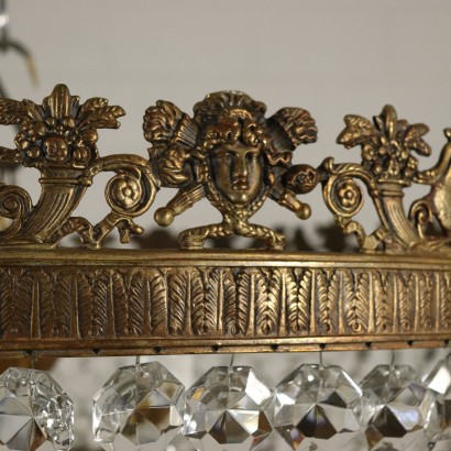 Imperium Stil Kronleuchter Messing Glas Italien 20. Jahrhundert.