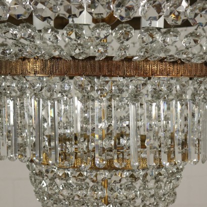 Imperium Stil Kronleuchter Messing Glas Italien 20. Jahrhundert.