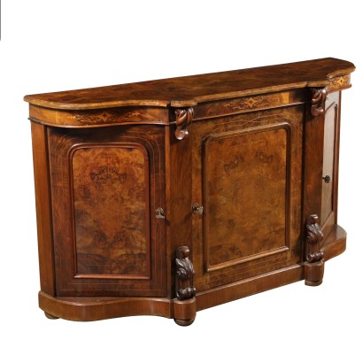 Geschirrschrank Ahorn Nussbaum Italien 19.Jahrhundert.