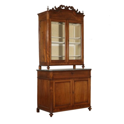 Doppelkörper Bücherschrank Nussbaumholz Italien 19. Jahrhundert