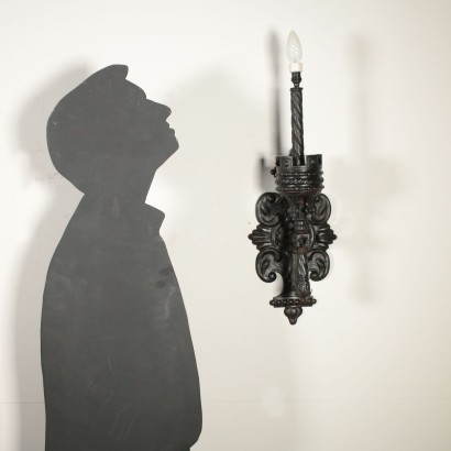 Paar Eisen Wandleuchten Italien 20. Jahrhundert.
