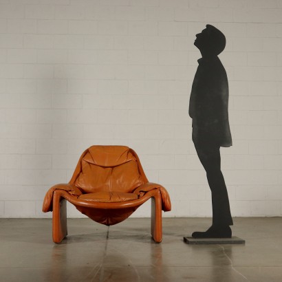 Sessel von Vittorio Introini Leder Vintage Italien 80er Jahre