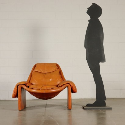 Pair of Armchairs for Saporiti Leather Vintage Italy 1980s