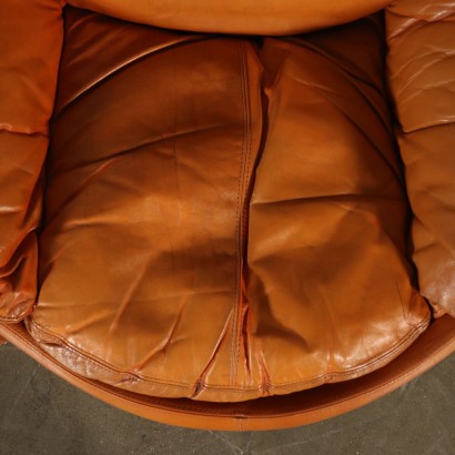 Pair of Armchairs for Saporiti Leather Vintage Italy 1980s